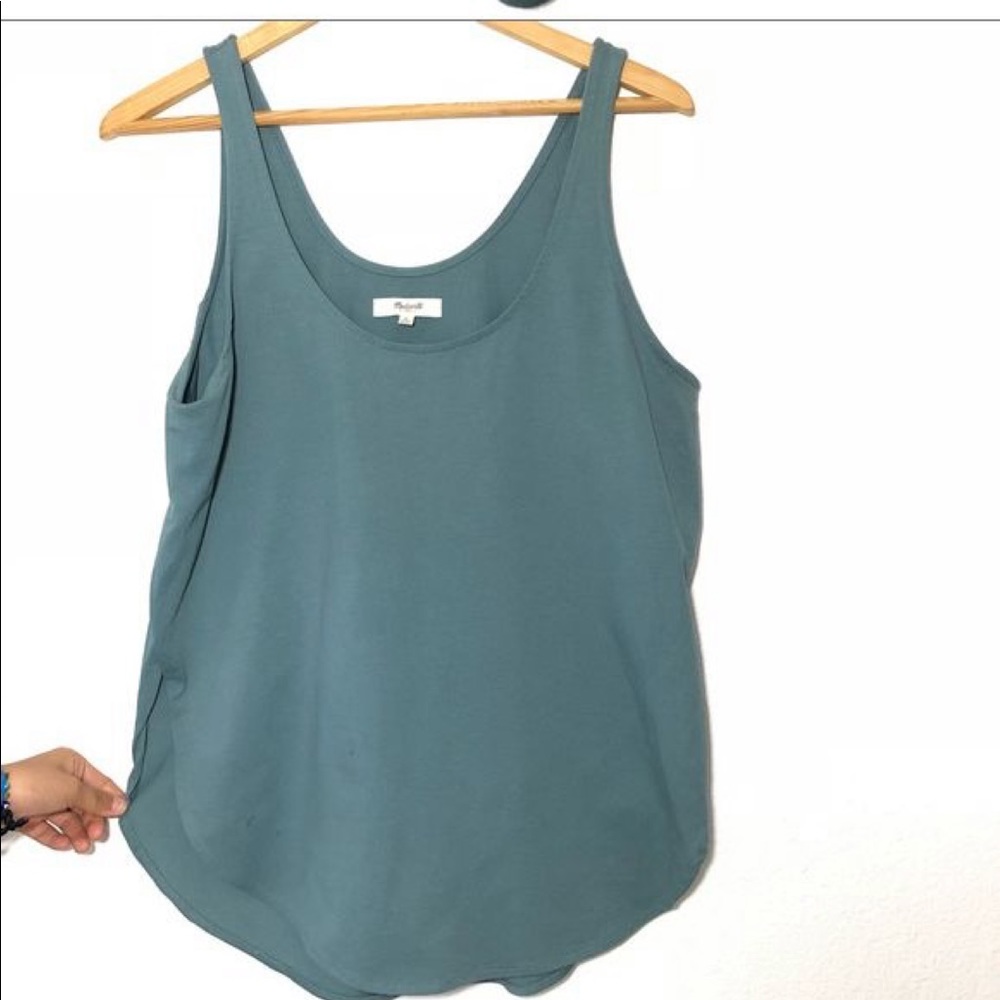 Madewell singlet side-slit tank top teal size M